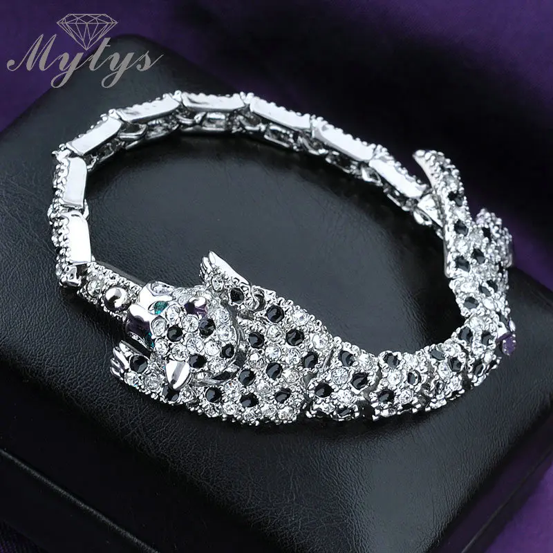 Женский браслет Mytys B308 B313 B501 с леопардовым принтом и кристаллами|link bracelet|bracelet