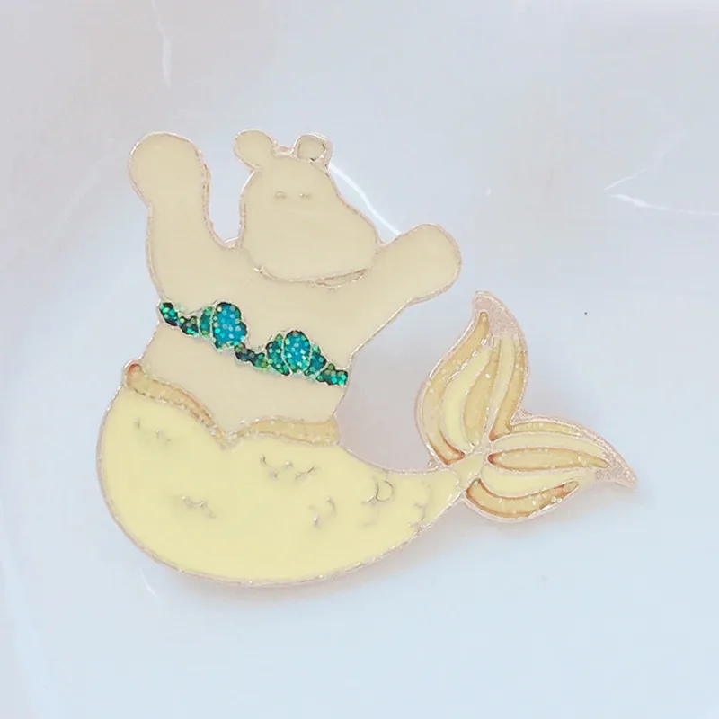 yellow Инь Ян Тай Чи рыба металлическая брошь с эмалью цвет кальмар Золотая рыбка астронавт КИТ значок булавка Милая Модная бижутерия подарок - Окраска металла: yellow