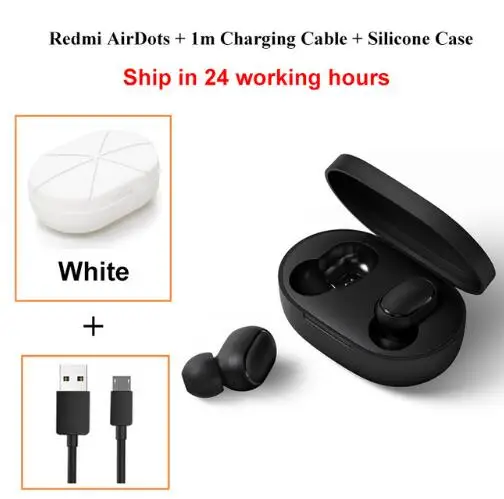 Add Cable White Case Xiaomi Redmi Airdots TWS Bluetooth 5,0 наушники стерео басы Eeadphones с микрофоном Handsfree Наушники управление AI - Цвет: Add Cable White Case