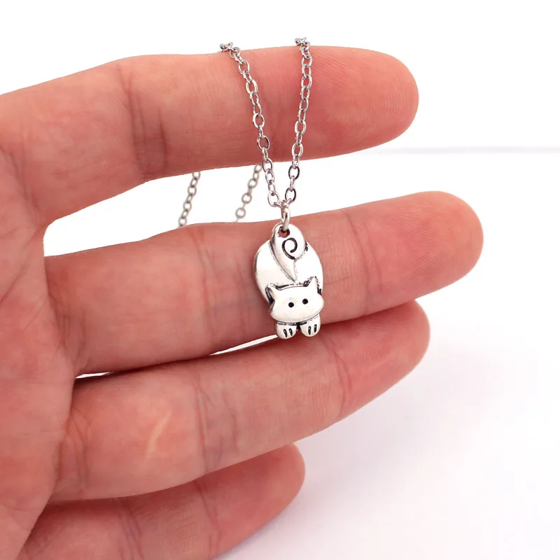 

hzew pouncing cat pendant necklace kitten necklaces gift