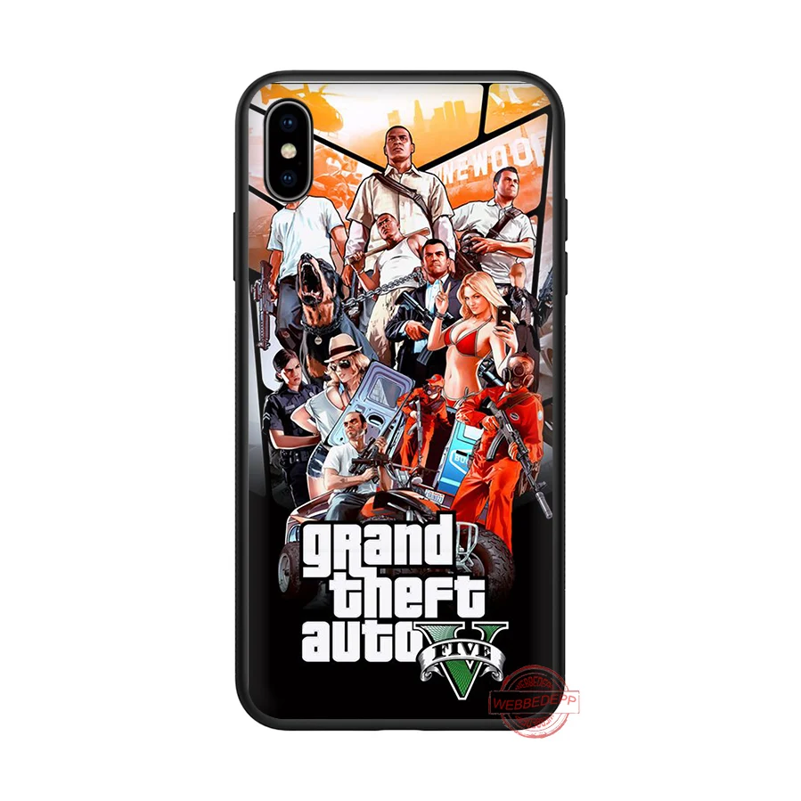 5 WEBBEDEPP Grand Theft Auto GTA V Мягкий силиконовый чехол для iPhone 8 7 6S 6 Plus 11 Pro XS Max XR X 5 5S SE - Цвет: 5