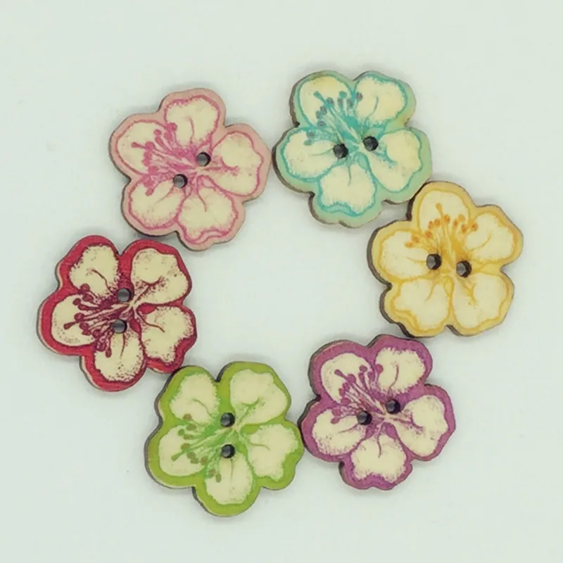 2017 г. Мультяшные кнопки в стиле ретро с цветочным узором 2 отверстиями плоской