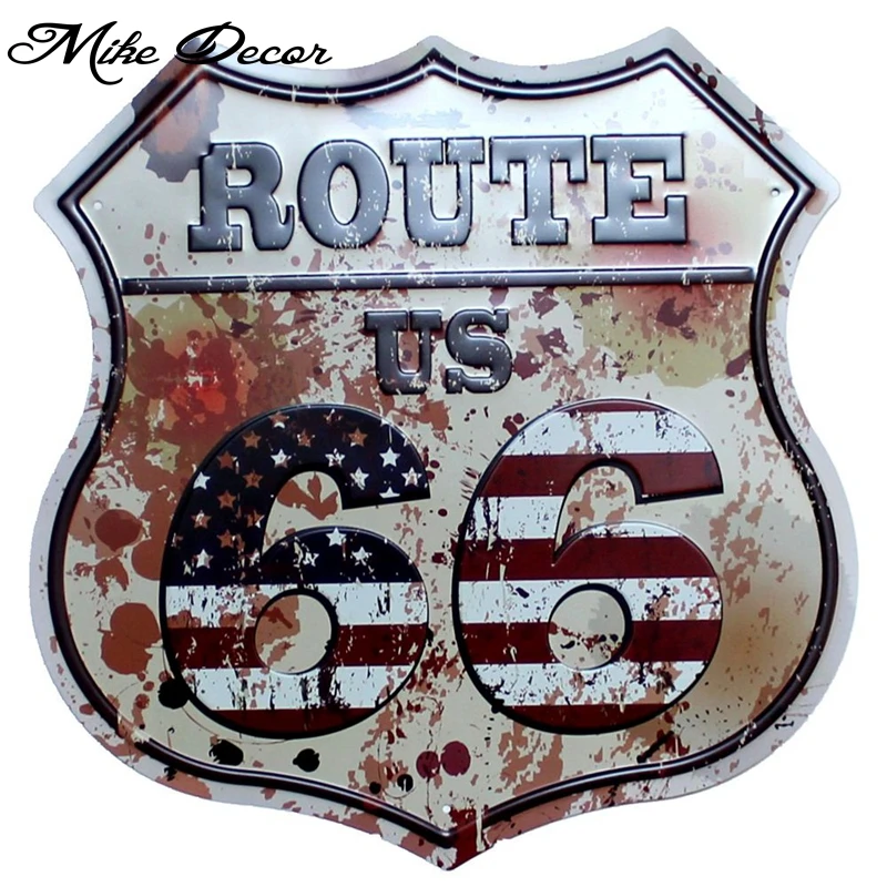 

[Mike Decoration] Route US 66 неправильная картина "знак" Ретро подарок настенная доска для отеля комната бар зал магазин Декор YE-155 смешанный заказ
