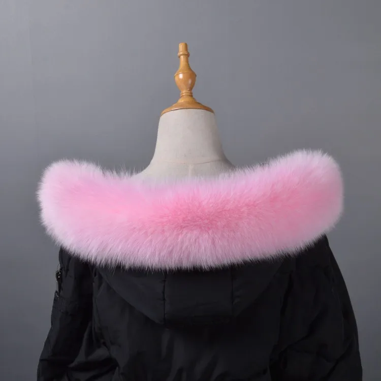 pink 13cm Ms. MinShu, воротник из лисьего меха для капюшона, натуральный Лисий мех, капюшон, отделка, шарф, большой меховой воротник, натуральный мех лисы, воротник, отделка на заказ - Цвет: pink 13cm