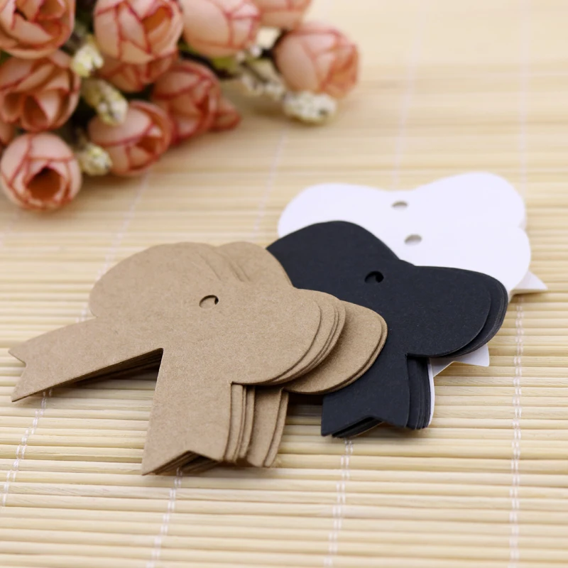 Оптовая продажа 500 шт толстые крафт-карты милый дизайн банта ювелирных изделий