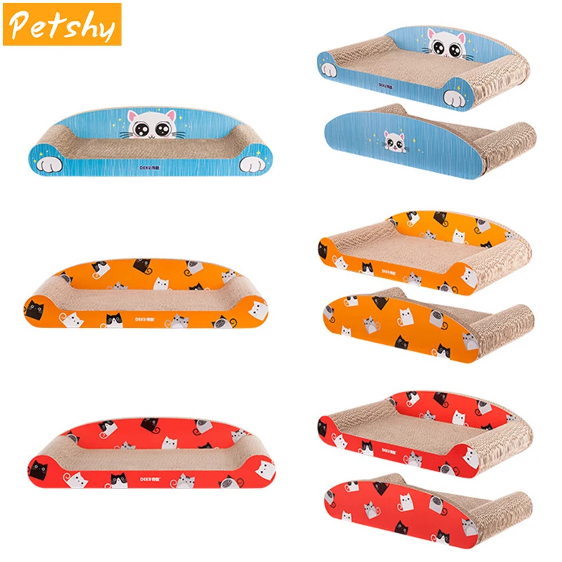 Petshy Cat Scratch Board Pad with Catnip Pet Corrugated Paper Post Claws Care Toy Multifunction Comfortable Kitten Bed Mat | Дом и сад