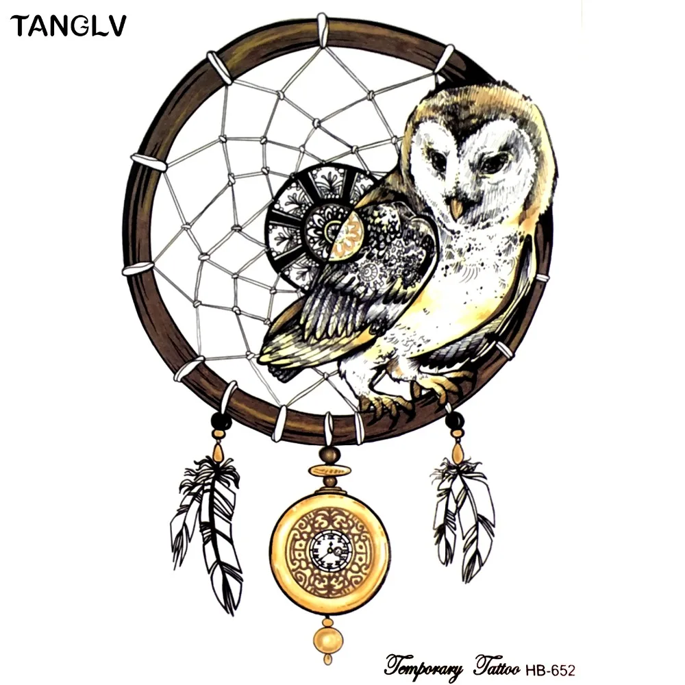 1 шт. водонепроницаемый временный стикер татуировки коричневая Сова Ветка Птица