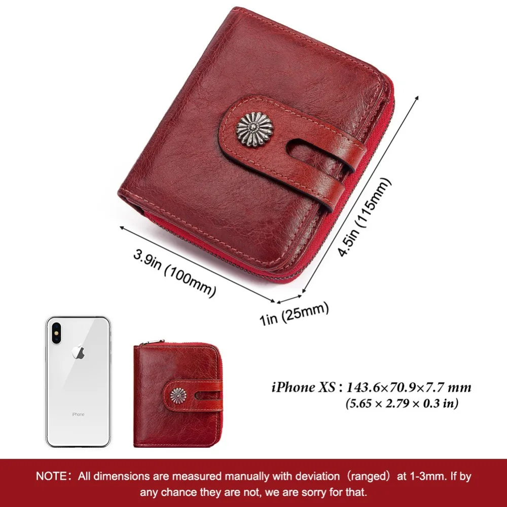 YICHENG Rfid женский кошелек из натуральной кожи красный с карманом для монет