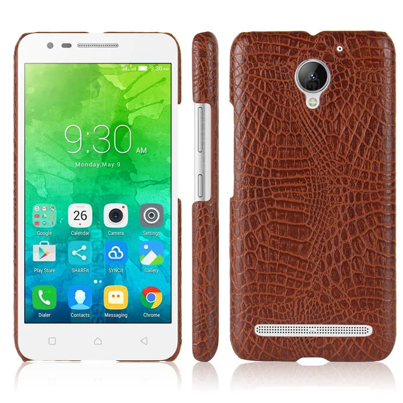 Lenovo Vibe C 2 C2 K10A40 5," чехол с узором «крокодиловая кожа» чехол из жесткого поликарбоната+ из искусственной кожи задняя крышка чехол для lenovo Vibe C2 Жесткий Чехол для мобильного телефона - Цвет: Brown