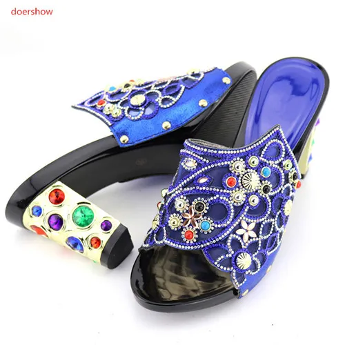 

doershow blue Whoesale Elegant Women's Shoes Nice Looking African Sandals Shoes Free Shipping UP1-7
