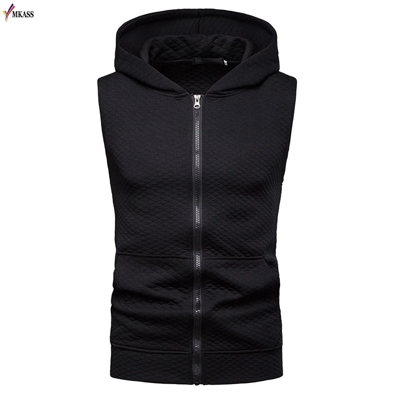 Модный однотонный жилет Мужская модная Толстовка без рукавов. Жилет в клетку на