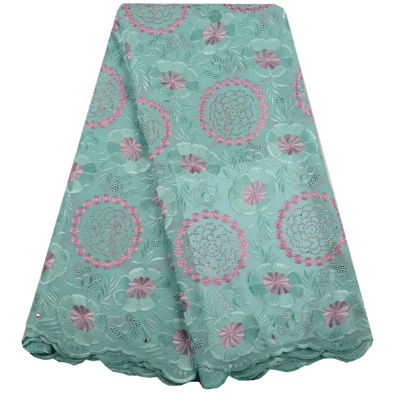 

2019 Purple African Cotton Lace Fabric Fashion Nigerian Cotton Lace Fabric Embroidered French Voile Lace Fabrics For PartyA1517