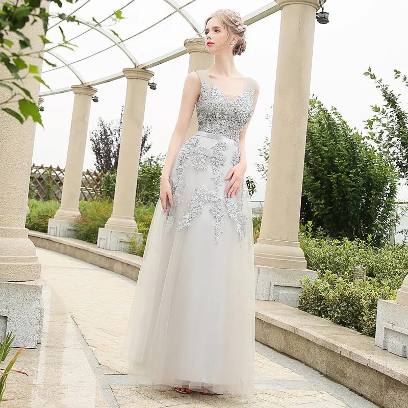 Вивиан Свадебные 2018 элегантное кружевное женское вечернее платье Темно синие