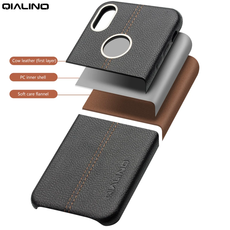QIALINO из натуральной кожи защитный чехол для iPhone X / 10 роскошный модный
