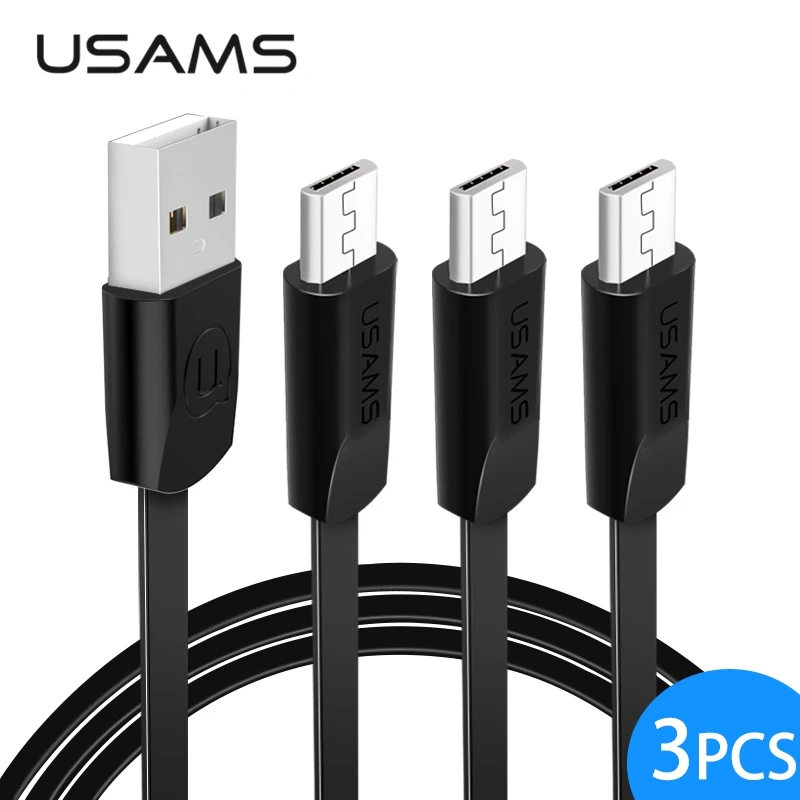 USAMS 3 шт./упак. кабель Micro USB для xiaomi redmi note 5 2A мобильного телефона Microusb Xiaomi зарядный