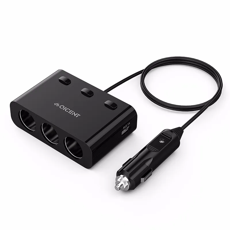 QICENT CPR USB Автомобильное зарядное устройство 3 гнезда автомобильный прикуриватель 120 Вт с 2 USB 15,5 Вт независимый переключатель USB Автомобильное зарядное устройство разветвитель