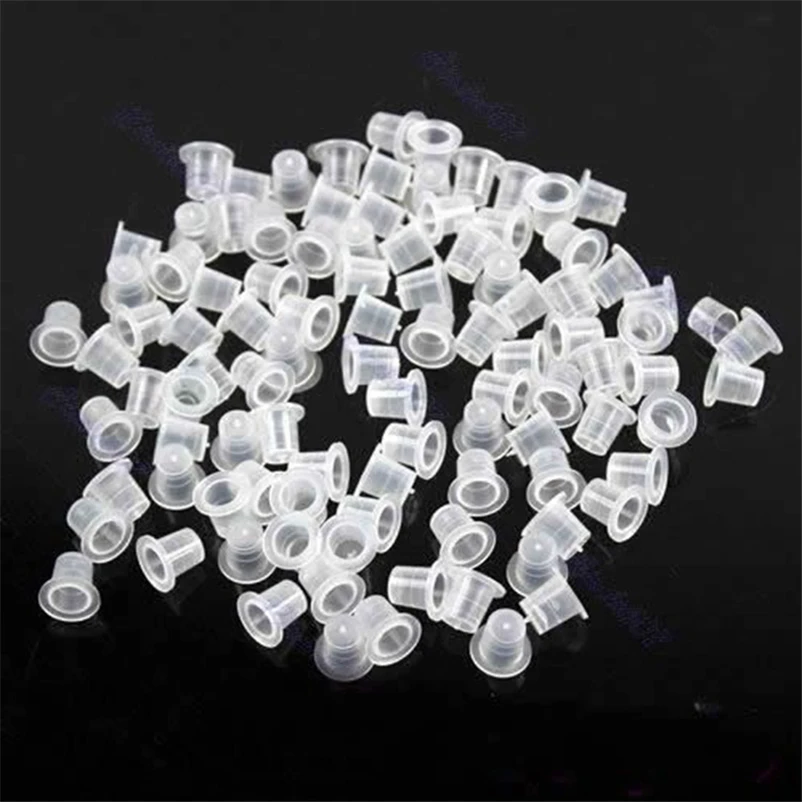 100 шт. пластик чернила татуировки чашки для перманентного макияжа бровей Макияж