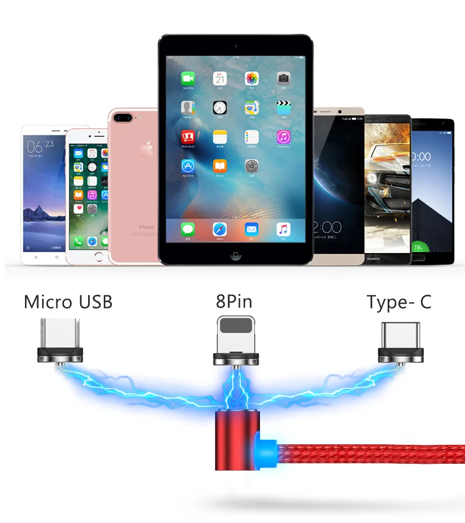 NOHON 90 градусов Магнитный кабель Тип usb док-станция с usb для Samsung S8 Plus магнит Быстрая зарядка для Xiaomi 5 6 huawei P9 Зарядное устройство кабель