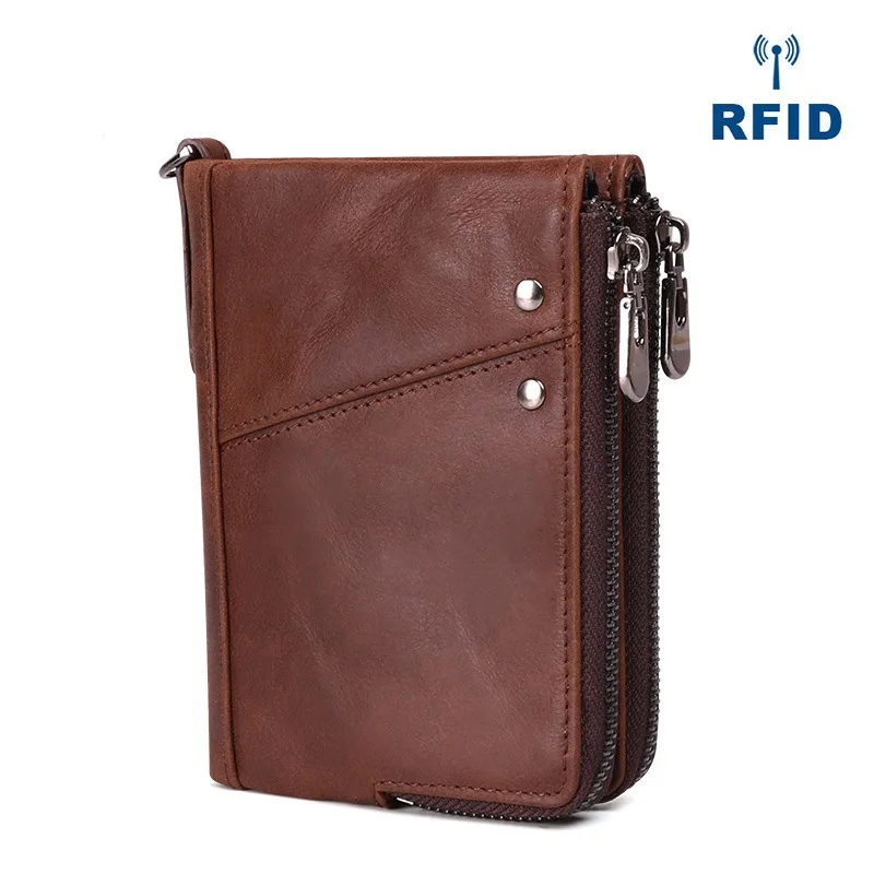 Новинка 2019 модный мужской кошелек из натуральной кожи RFID Блокировка Двойные