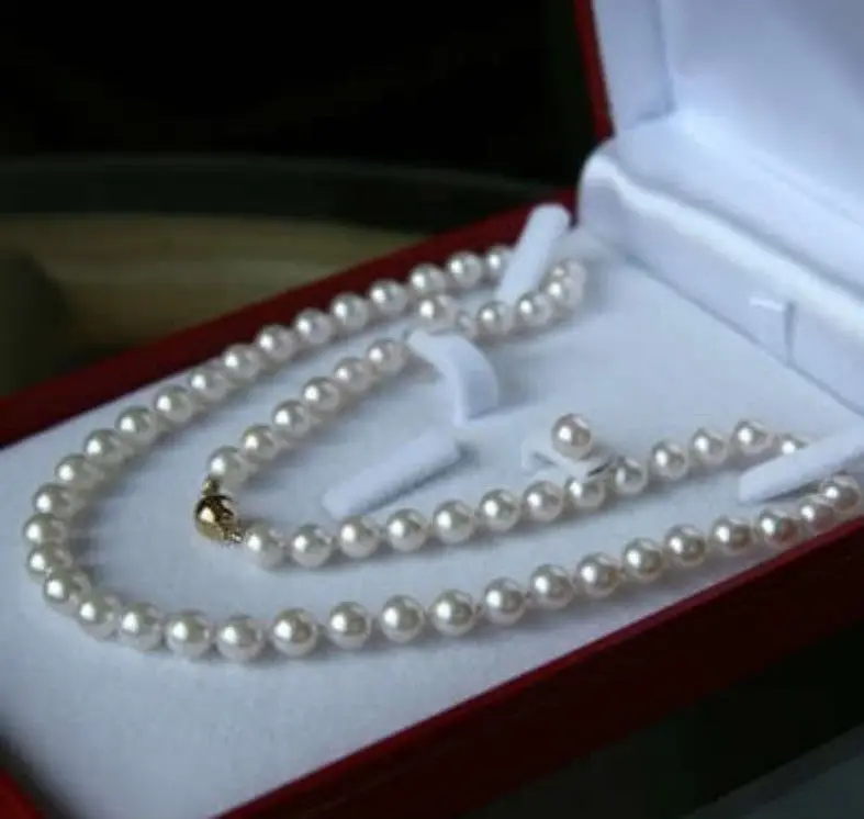 

AAA white 8MM sea shell Pearl Necklace Earring set