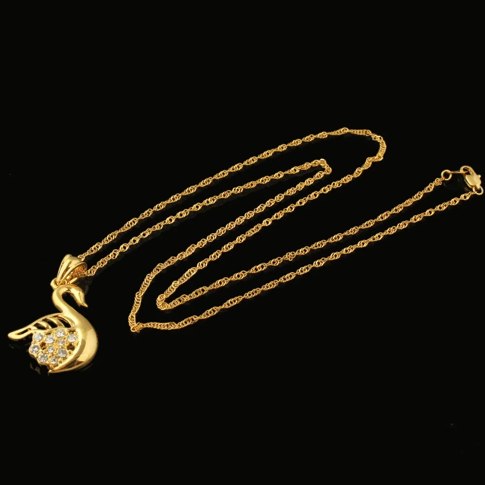 Модное ожерелье с подвеской золотого лебедя женская простая подвеска ювелирное