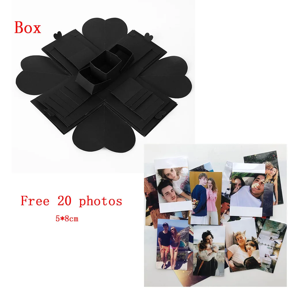 Бесплатные фотографии DIY сюрприз любовь Взрывная коробка подарок взрыв для юбилея скрапбукинга DIY Фотоальбом подарок на день рождения 15x15x15 см - Цвет: Box-20 photos