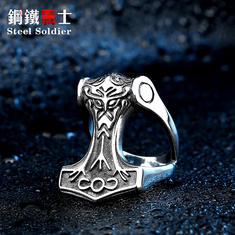 Мужское кольцо из нержавеющей стали с изображением солдата Северной