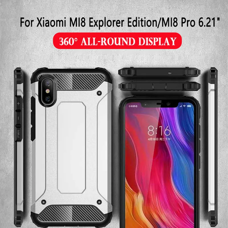 Чехол Red mi Armor для Xiao mi 9 mi 9 8 SE 9T Lite Red mi Note 8 7 6 5 Pro 7S 7A 6A 5A 4x4 Plus GO S2 Hybrid чехол из ПК и силикона - Цвет: Xiaomi MI8 Pro