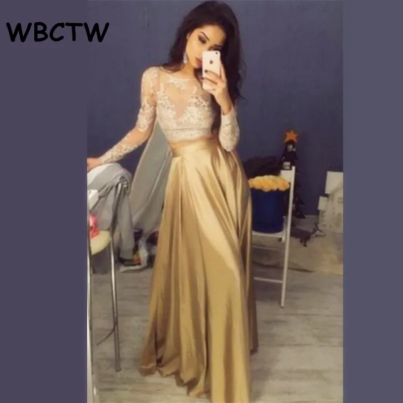 WBCTW атласная плиссированная длинная юбка 2019 Золотая Высокая талия элегантная