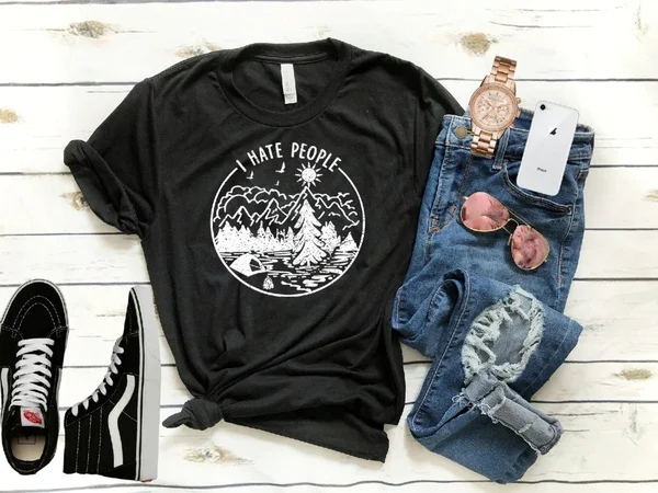 

New Funny Camping Shirt I Hate People Love Caming T-Shirt Camping Lovers T-Shirt Happy Camper shirt Graphic graphic slogan Tee