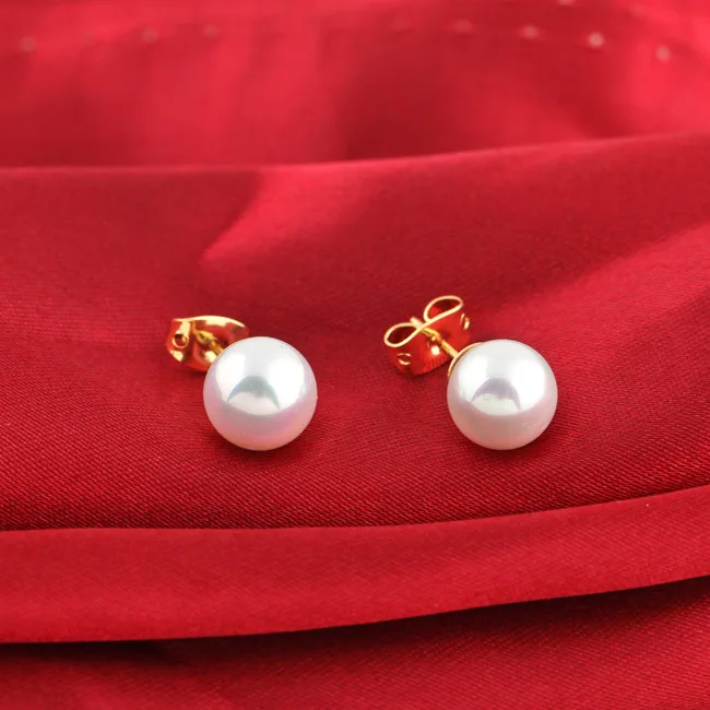 

Hot Selling Ear Jewelry White Freshwater Pearl Stud Earrings Gold and Silver Plated For Women's Fashion Lead Nickel Free A1479