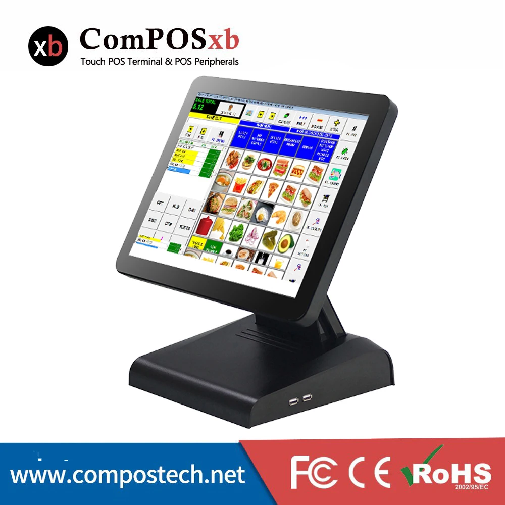 Windows POS терминал 15 дюймов TFT LCD точка продажи сенсорный экран все в одном Pos система