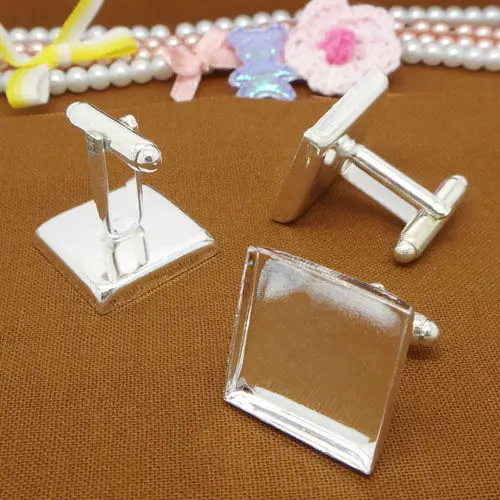 10pcs 16/18/20/25mm Square Cufflinks Setting Blank Base Cufflinks Cabochon Cameo Tray DIY Clothes Accessories