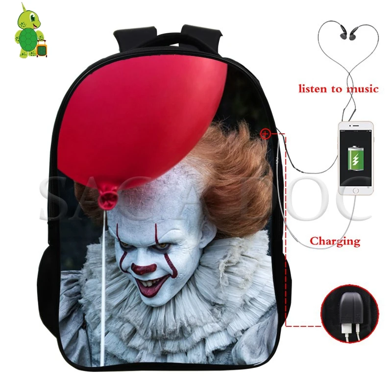 Многофункциональный рюкзак Penny Wise The Clown для женщин и мужчин, рюкзак для ноутбука с USB зарядкой для подростков, девочек и мальчиков, повседневные дорожные сумки