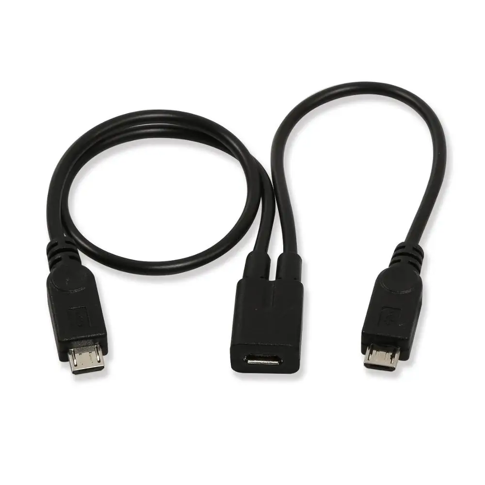 Electop Micro USB 2,0 мама к двойной 2 сплиттер папа-папа Y расширение данных Кабель зарядного устройства Шнур Micro USB Мужской для передачи данных