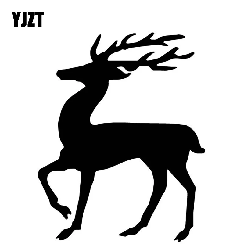 

YJZT 12.6CM*15.9CM Graceful Deer Car Sticker Pattern Decoration Body Of Car Vinyl Decal Black/Silver C4-1910