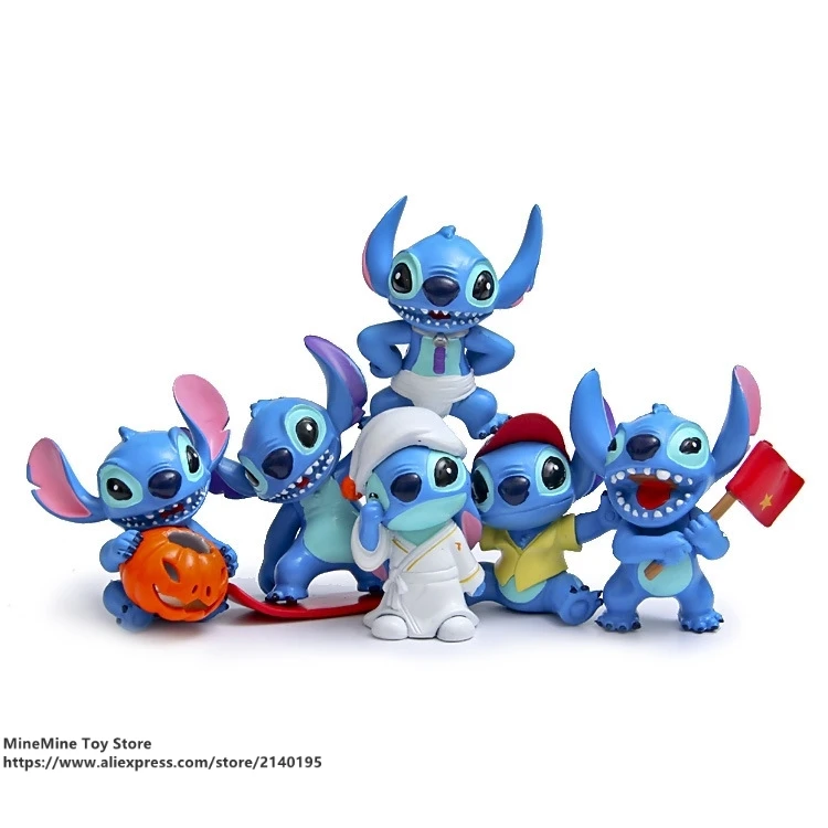 DISNEY Lilo & Stitch 6 шт./компл. см фигурка осанки коллекция украшений аниме игрушка