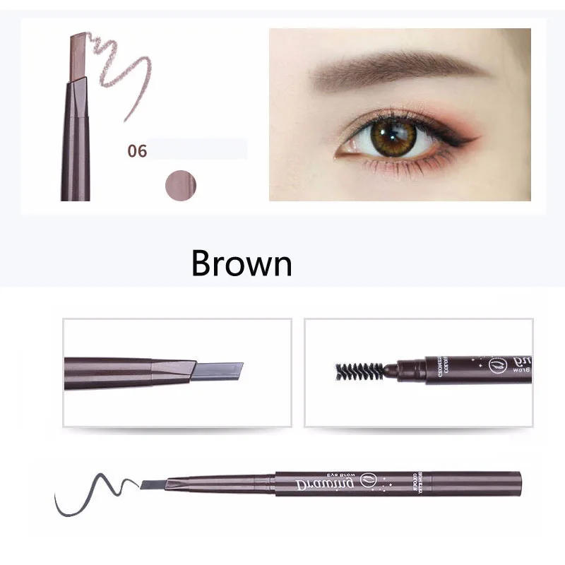 brown 6 цветов, бренд, макияж для глаз, двойная головка, для бровей, усилитель, тату, краска для бровей, оттенок, водостойкий, черный, коричневый, макияж, карандаш для бровей - Цвет: brown