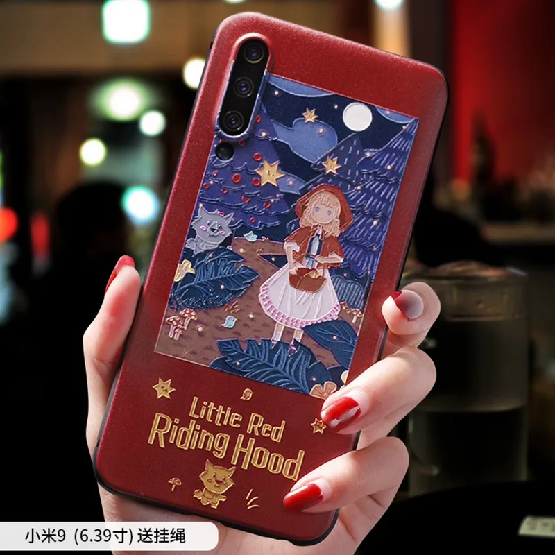 The little prince &amp red riding hood Emboss case For Xiaomi MI9 MI9SE cover |