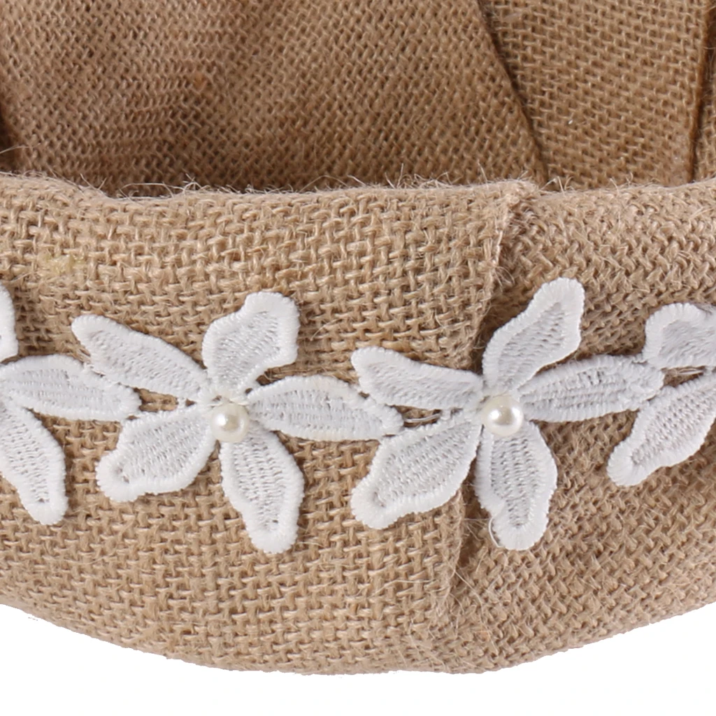 

Shabby Chic Rustic Burlap Jute Bow Flower Girl Basket Wedding Party Romantic Decorations