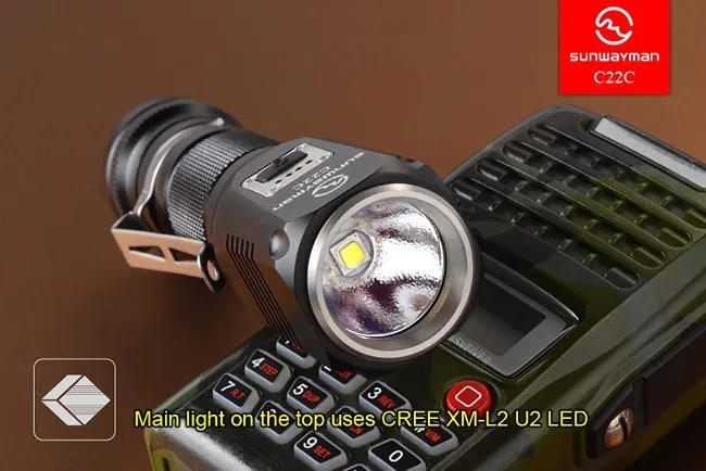 Sunwayman C22C фонарик 1000 люмен U2 светодиодный сбоку R5 светодиодный ночной Странник IPX8 нейтральный белый фонарь