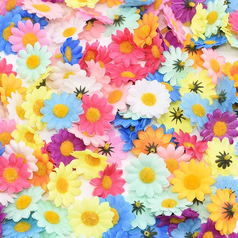 50 шт./лот 4 см мини Маргаритка Цветок голова Шелковый Искусственный цветок для
