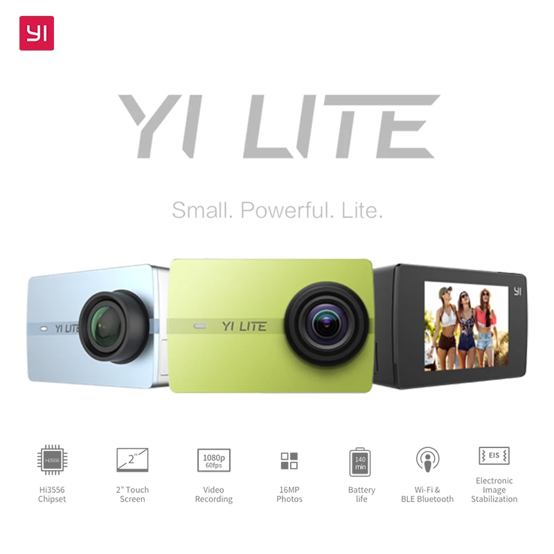 YI Lite Экшн камера 16MP Real 4 K Blue Remote Bluetooth Спортивная wifi 2 &quotЖК экран 150 широкоугольный