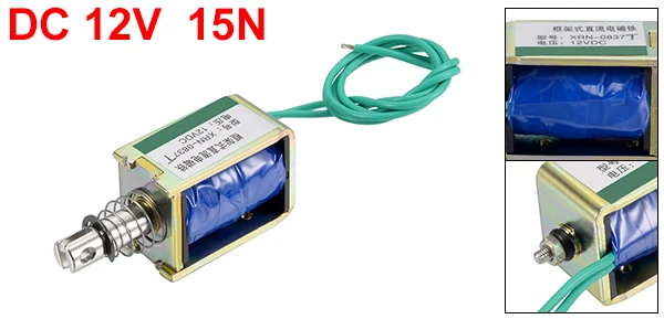XRN-0837T Uxcell DC12V 24V Магнитный соленоидный нажимной Тип открытая рамка Электромагнит 15N 55N 60N 10 мм Дорожный электромагнитный магнитный материал - Цвет: XRN-0837T