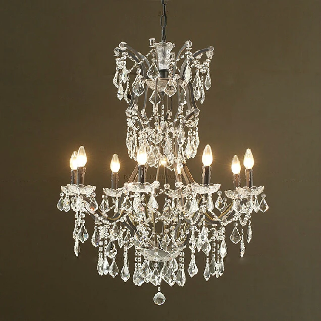 French Nordic extravagant chandeliers/ American pastoral retro dining room candles wrought iron luxury crystal pendant lamp|pendant ceiling light