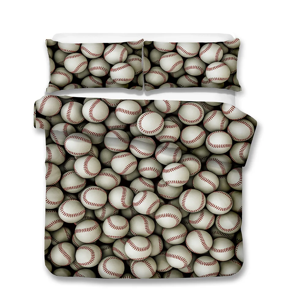 

New 3D Flame Football Baseball Athletes Duvet Cover 2/3pcs European American Family student dormitory Quilt cover pillowcase