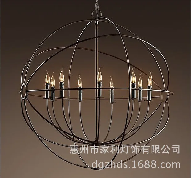 Six vintage American country oval ring wrought iron chandelier Nordic creative minimalist restaurant postmodern industrial light | Лампы и