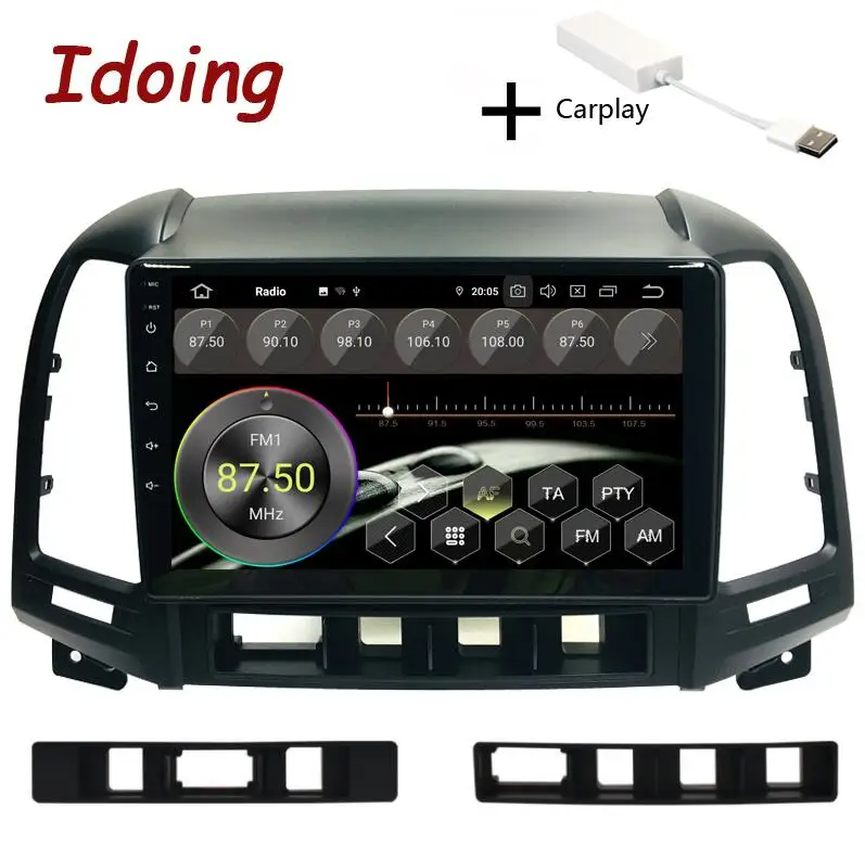 Carplay Idoing " 2.5D ips автомобильный Android9.0 Радио мультимедийный плеер для hyundai Santa Fe 2 2006-2012 gps навигация PX5 4G+ 64G Восьмиядерный - Color: Carplay