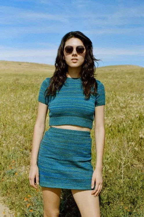 Женский трикотажный комплект из 2 предметов|cropped e saia|piece set womenset women |