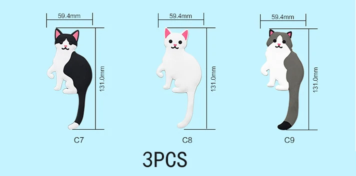 13(3PC) Креативный мультипликационный крюк для кошки, многоразовый настенный крючок для ванной, кухни, моющийся крепкий липкий крючок, сумка для ключей, милый крючок для хранения пальто - Цвет: 13(3PC)